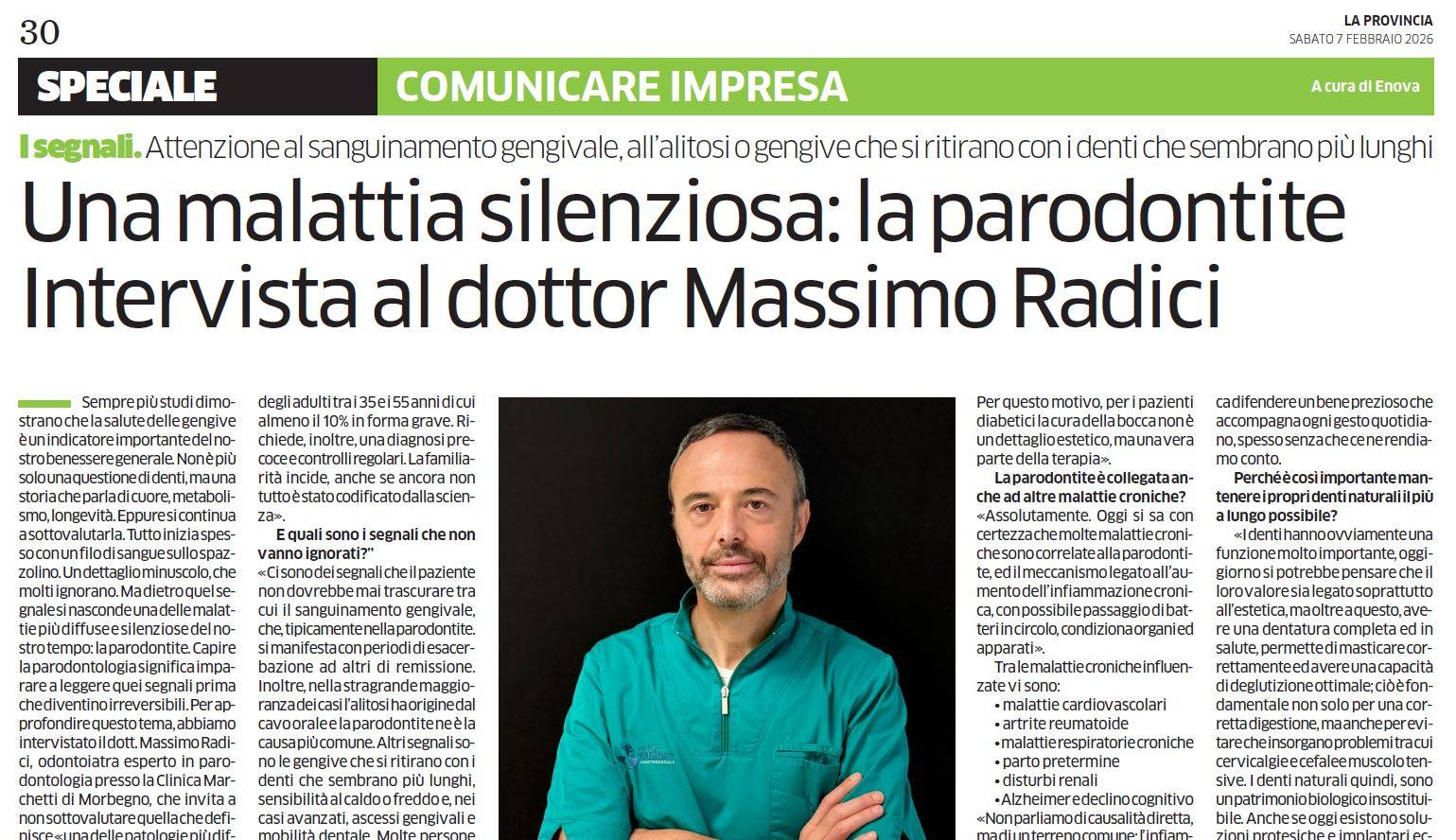 articolo di approfondimento odontoiatrico sulla parodontite